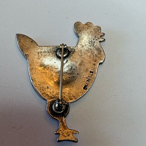 Sterling Silver Chicken Bird Brooch - Picture 2 of 3
